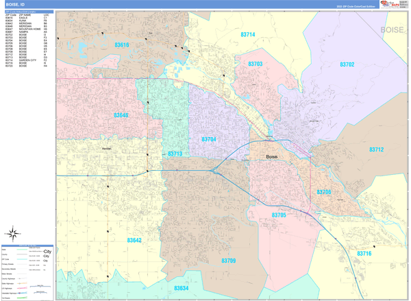 Boise City Digital Map Color Cast Style