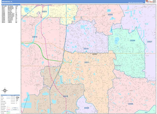 Brandon, FL Zip Code Map