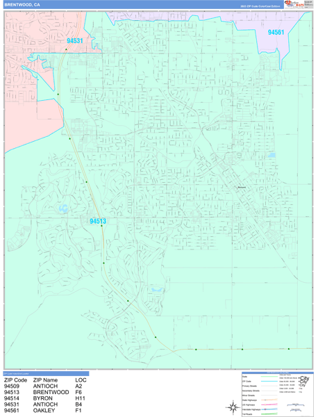 Brentwood City Digital Map Color Cast Style