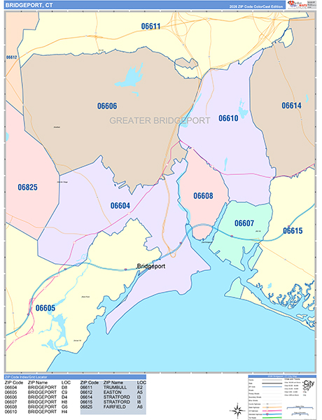 Bridgeport, CT Zip Code Map