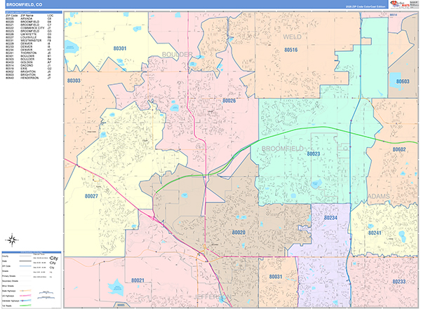 Broomfield, CO Zip Code Map