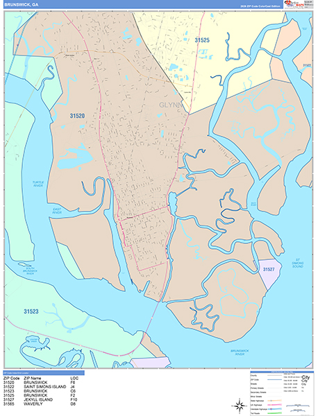 Brunswick, GA Zip Code Map
