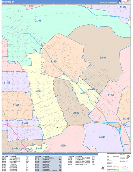 Burbank Map Color Cast Style
