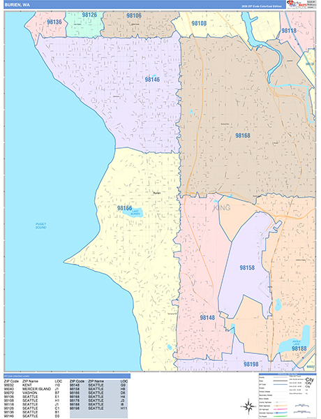 Burien, WA Zip Code Map