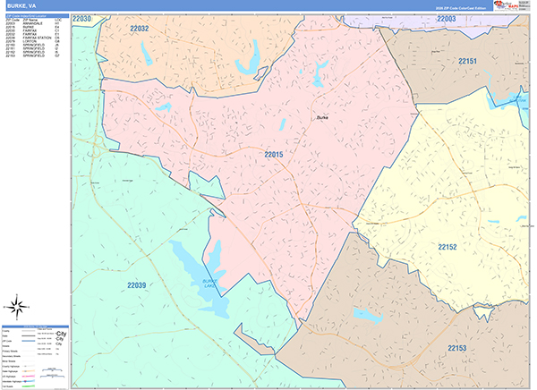 Burke Wall Map Color Cast Style
