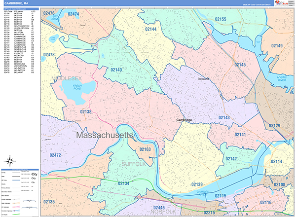 Cambridge, MA Zip Code Map