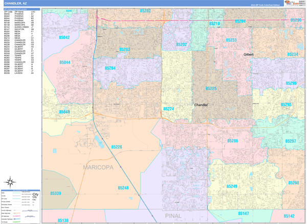 Chandler City Digital Map Color Cast Style