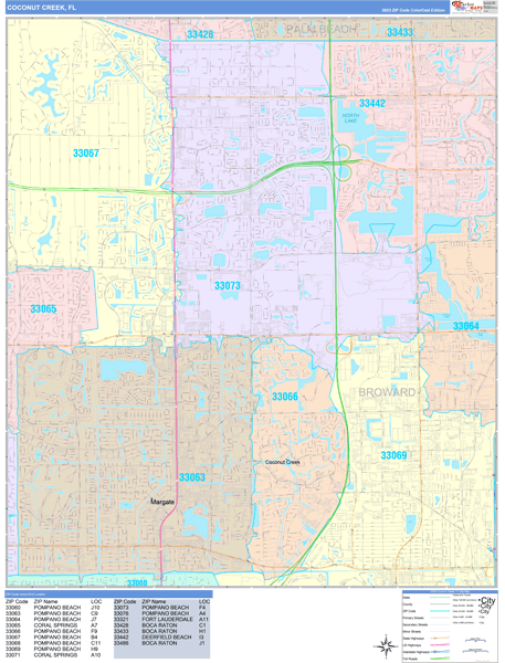 Coconut Creek Florida Wall Map (Color Cast Style) by MarketMAPS - MapSales