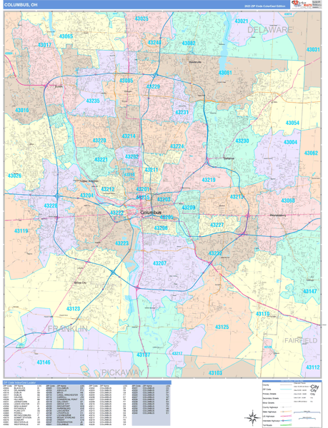 Columbus City Digital Map Color Cast Style