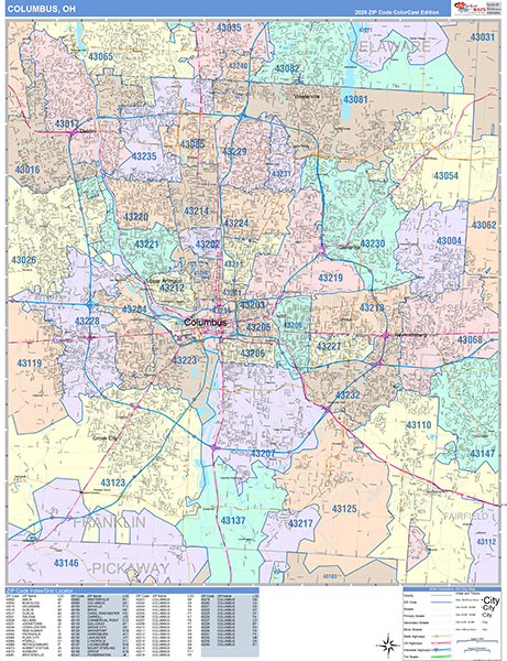 Columbus, OH Zip Code Map