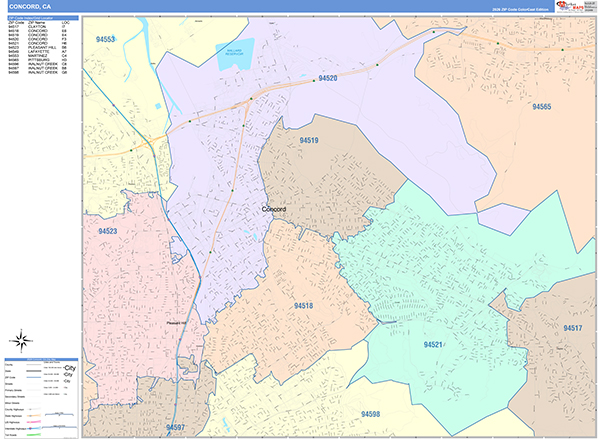 Concord, CA Zip Code Map