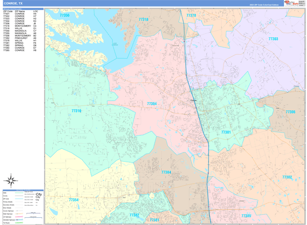 Conroe City Digital Map Color Cast Style