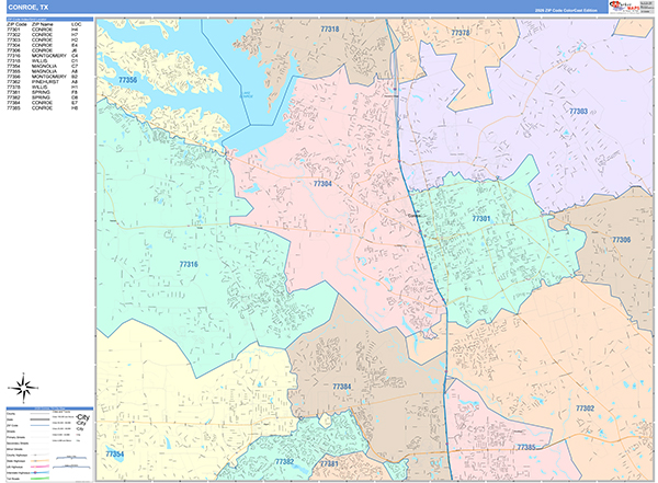 Conroe, TX Zip Code Map