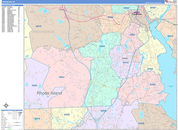 Cranston, RI Zip Code Map