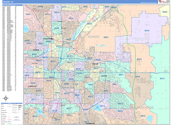 Denver City Map Book Color Cast Style
