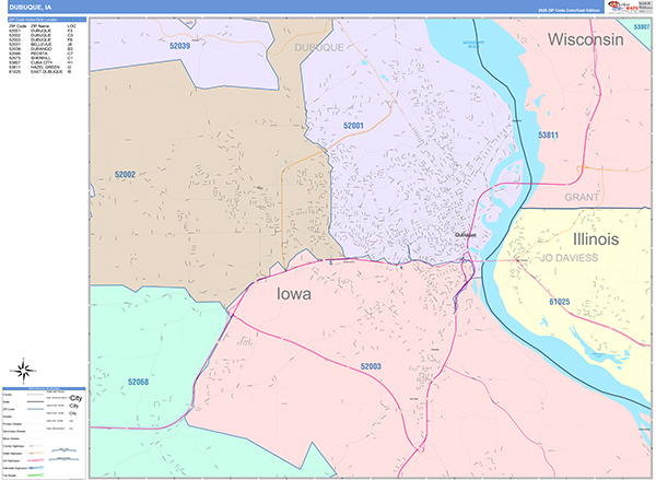Dubuque City Digital Map Color Cast Style