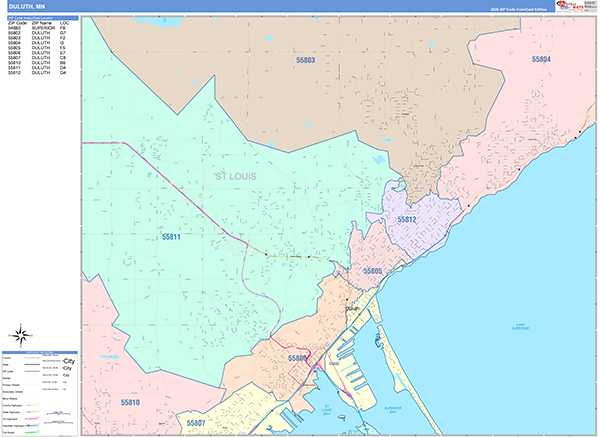 Duluth, MN Zip Code Map