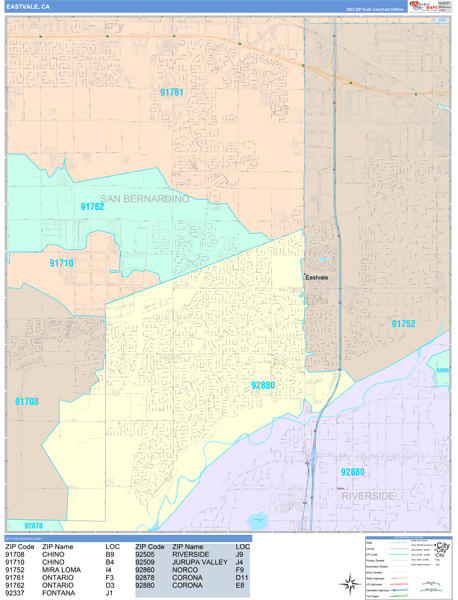 Eastvale City Map Book Color Cast Style