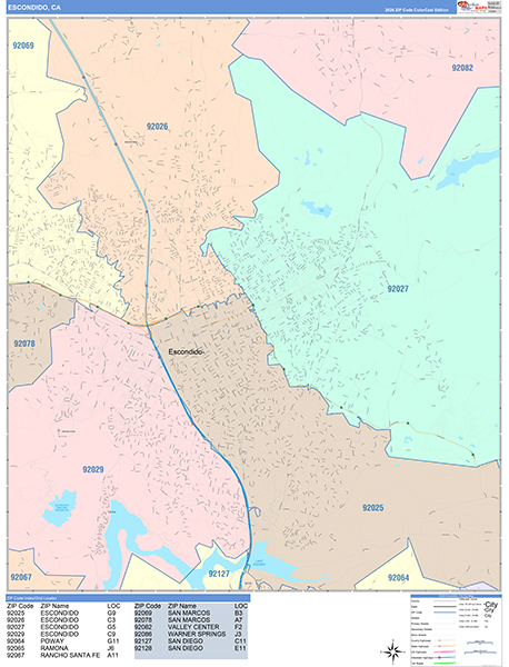 Escondido Map Color Cast Style