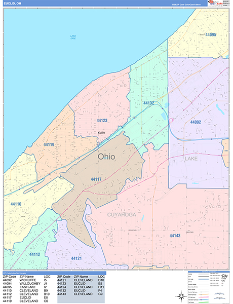 Euclid, OH Zip Code Map