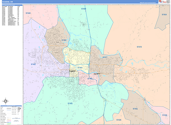 Eugene, OR Zip Code Map