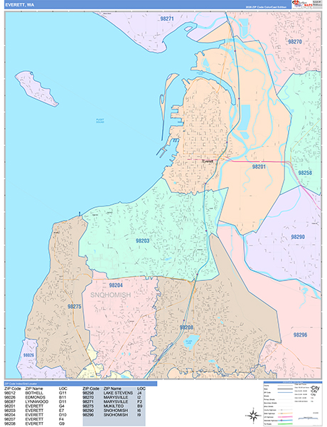Everett, WA Zip Code Map