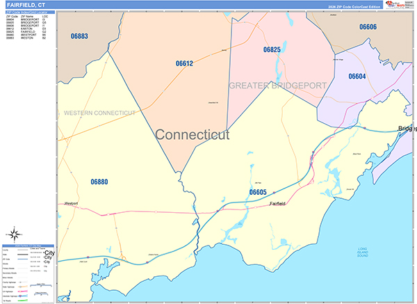 Fairfield, CT Zip Code Map