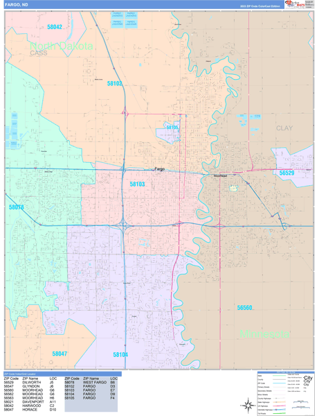 Fargo City Digital Map Color Cast Style