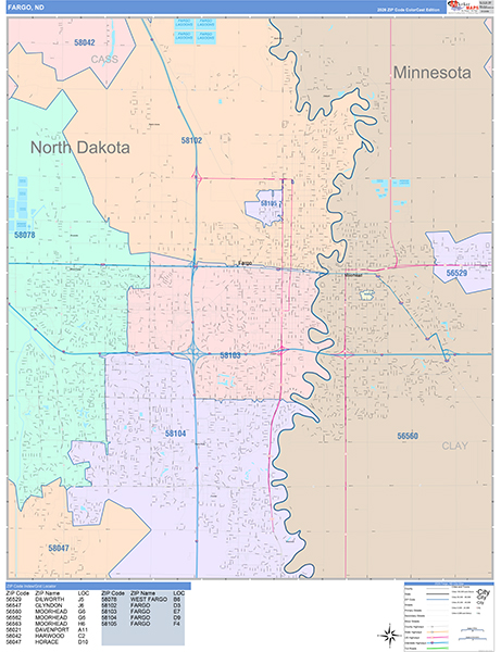 Fargo Wall Map Color Cast Style