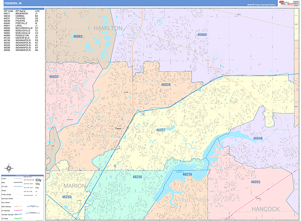 Fishers, IN Zip Code Map