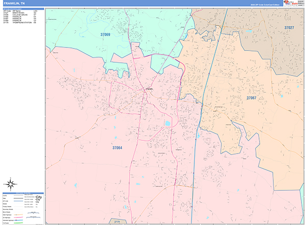 Franklin, TN Zip Code Map