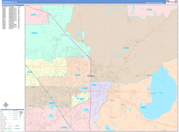 Gainesville City Digital Map Color Cast Style