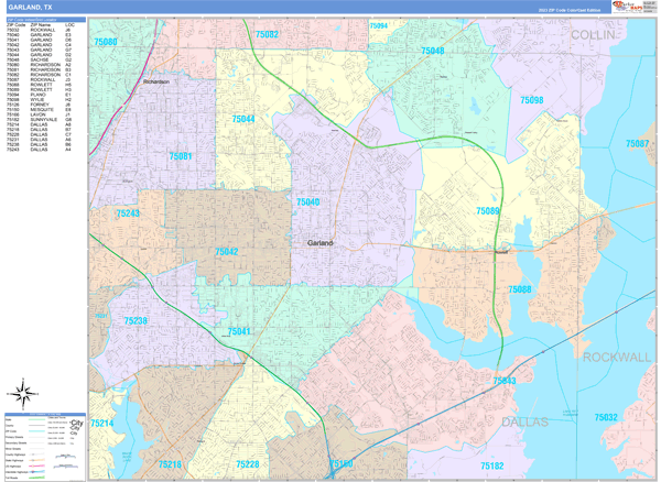 Garland City Digital Map Color Cast Style