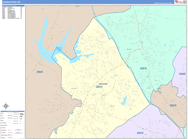 Germantown Wall Map Color Cast Style