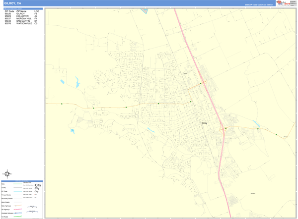 Gilroy City Digital Map Color Cast Style