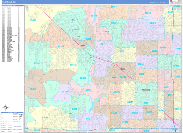 Glendale City Digital Map Color Cast Style