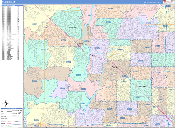Glendale, AZ Zip Code Map