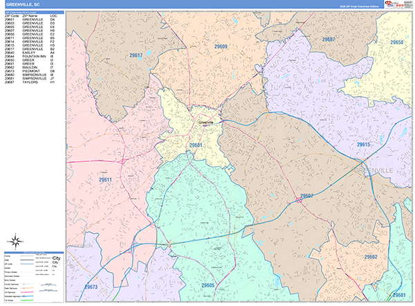 Greenville, SC Zip Code Map