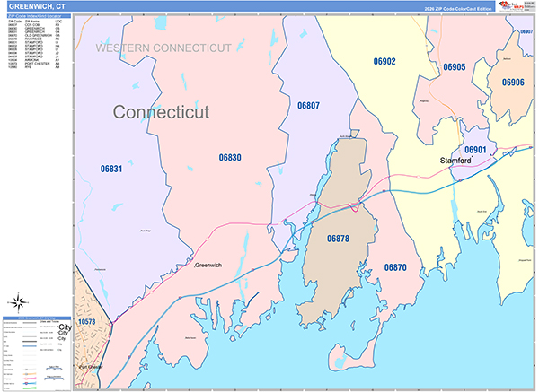 Greenwich, CT Zip Code Map