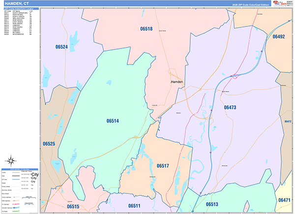 Hamden, CT Zip Code Map
