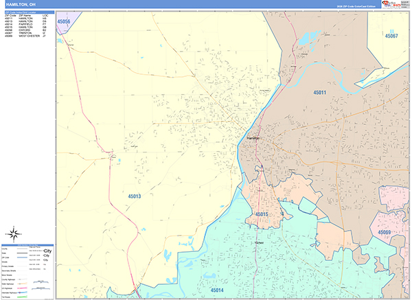 Hamilton, OH Zip Code Map