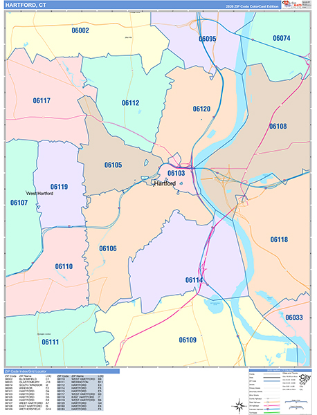 Hartford, CT Zip Code Map