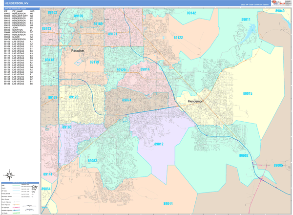 Henderson City Digital Map Color Cast Style