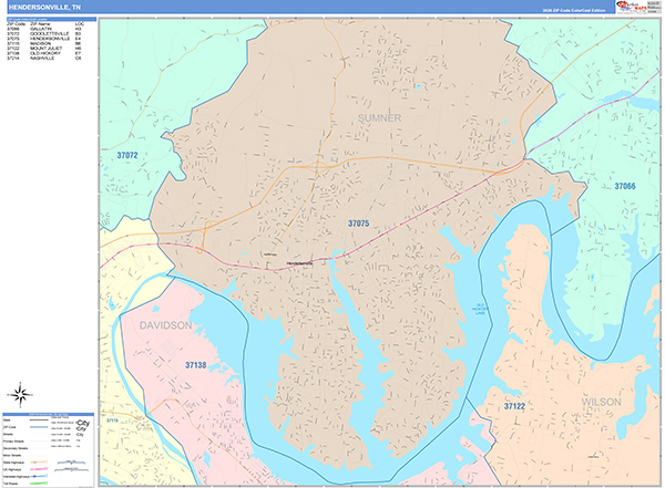 Hendersonville City Wall Map Color Cast Style