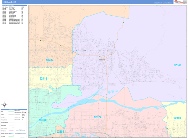 Highland City Digital Map Color Cast Style