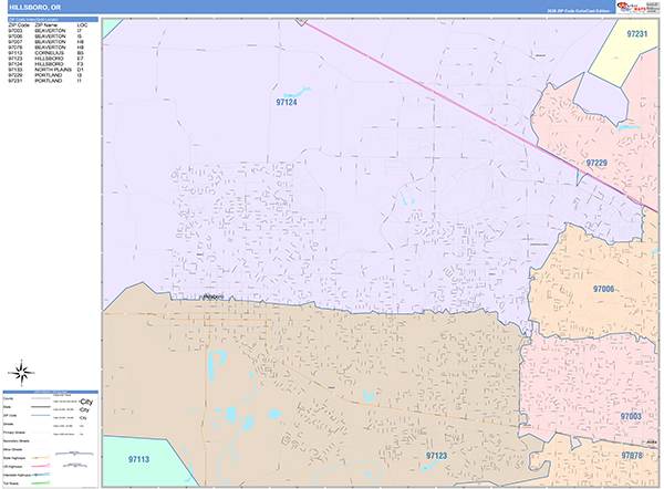 Hillsboro, OR Zip Code Map