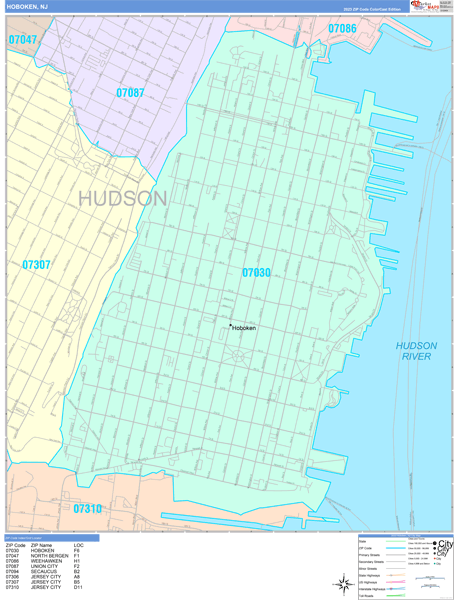 Hoboken City Map Book Color Cast Style