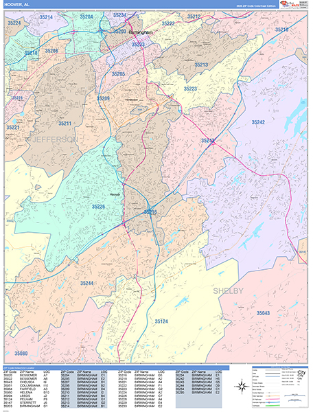 Hoover, AL Zip Code Map