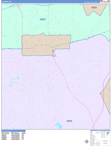 Jackson, MI Zip Code Map