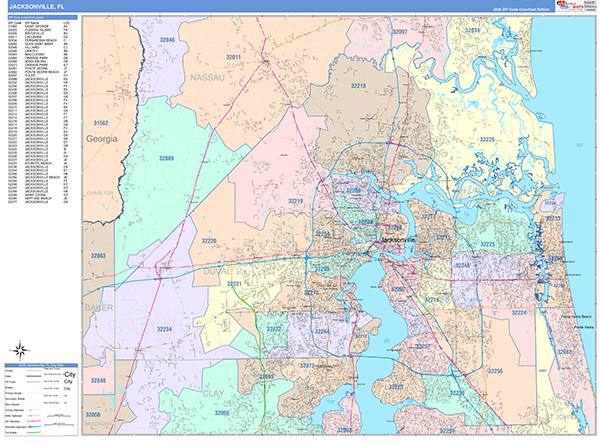 Jacksonville, FL Zip Code Map